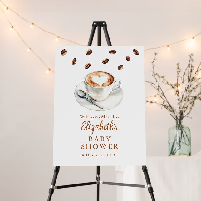 Coffee Brewing Baby Shower Welcome Sign (In Situ (Stand))