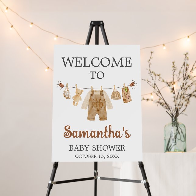 Coffee Brewing Baby Shower Welcome Sign (In Situ (Stand))