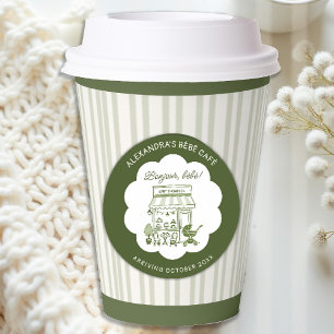Coffee Brewing Bebe Brunch Neutral Baby Shower Paper Cups