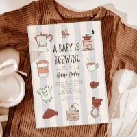 Coffee Brewing Blue Baby Shower Invitation