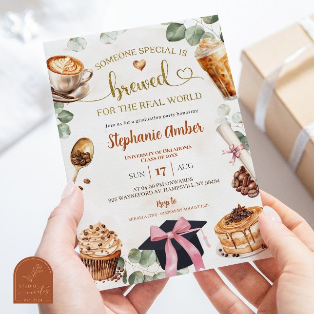 Coffee Brewing Graduation Party Invitation (Creator Uploaded)