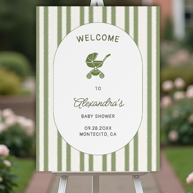 Coffee Brewing Neutral Baby Shower Welcome Sign (baby shower brunch welcome sign coffee theme brewing olive green bistro hand drawn paris bistro)