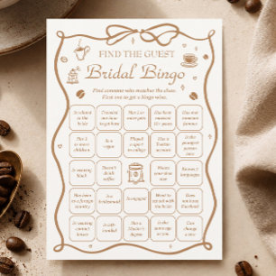 Coffee Bridal Shower Find the Guest Bingo Game Invitation