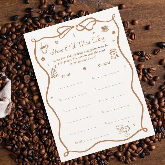 Coffee Bridal Shower How Old Were They Game Card (Creator Uploaded)