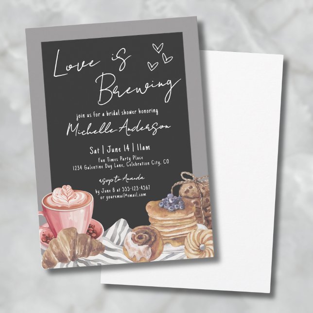 Coffee Bridal Shower Invitation (Chalkboard Coffee Brunch Bridal Shower Invitation)