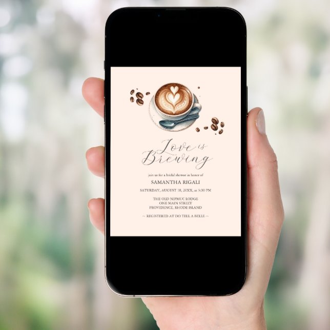 Coffee Bridal Shower Invitations Love Is Brewing (Front Digital)