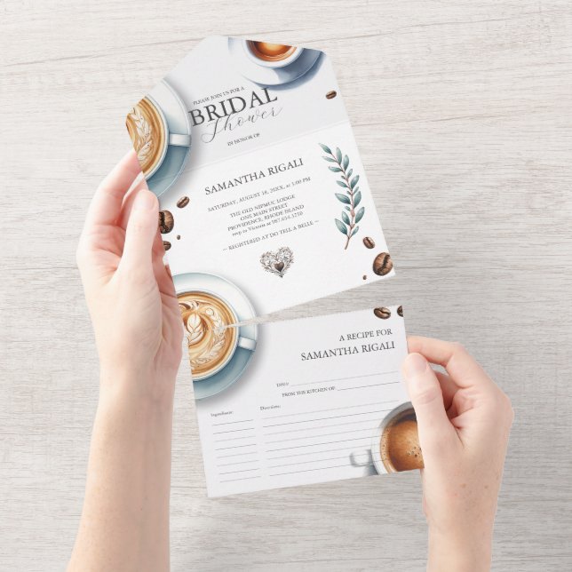Coffee Bridal Shower Invitations Love Is Brewing (Tearaway)