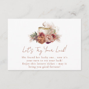Coffee Bridal Shower Lottery Ticket boho Enclosure Card
