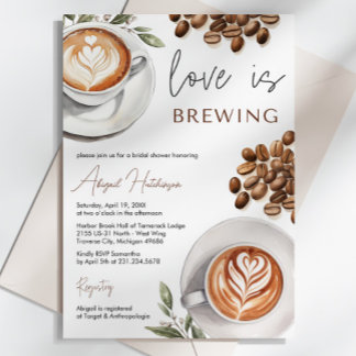Coffee Bridal Shower - Love is Brewing Invitation