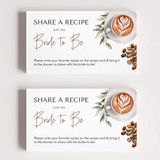 Coffee Bridal Shower - Love is Brewing Recipe Enclosure Card (Coffee Bridal Shower - Love is Brewing Recipe Enclosure Card)
