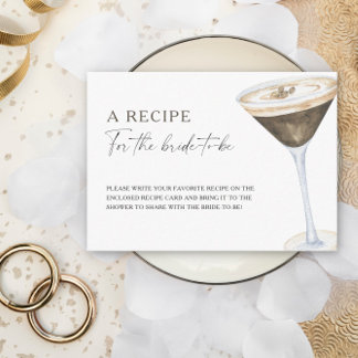 Coffee bridal shower Recipe for the bride to be Enclosure Card