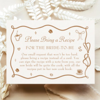 Coffee Bridal Shower Recipe Request Enclosure Card