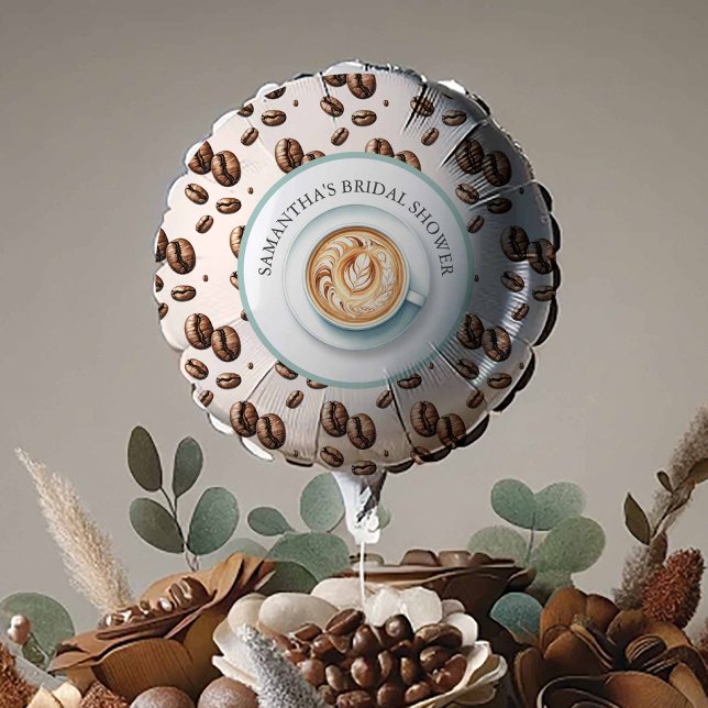 Coffee Bridal Shower Theme Balloon (bridal shower balloons, love is brewing coffee theme personalized. )