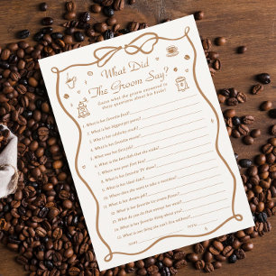 Coffee Bridal Shower What Did the Groom Say Game  Invitation