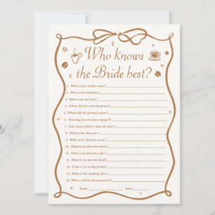 Coffee Bridal Shower Who Knows the Bride Best Game Invitation