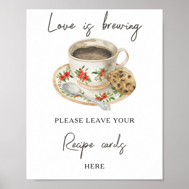 Coffee bridal shower Your recipe card here Poster (Front)