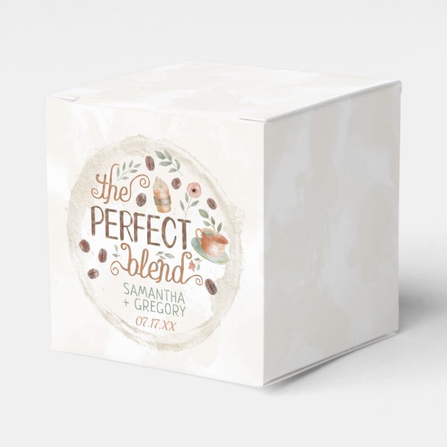Coffee Bridal Wedding Shower The Perfect Blend Favor Boxes (Front Side)