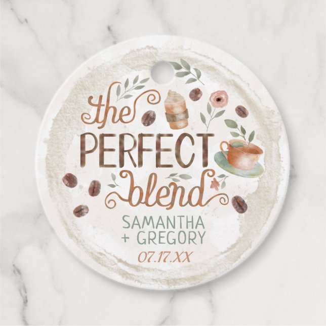 Coffee Bridal Wedding Shower | The Perfect Blend Favor Tags (Front)