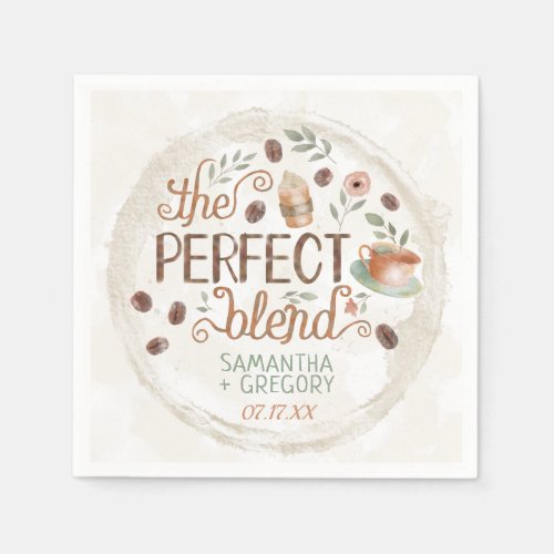 Coffee Bridal Wedding Shower The Perfect Blend Napkins