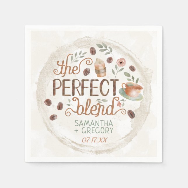 Coffee Bridal Wedding Shower The Perfect Blend Napkins (Front)