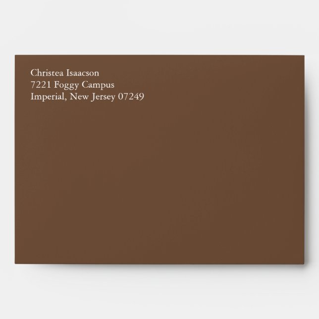 Coffee Brown A7 5x7 Custom Pre-addressed Envelopes (Front)