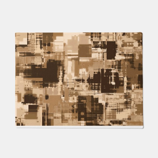 Coffee Brown Abstract Trendy Doormat (Front)