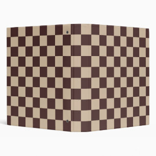 Coffee Brown Checkerboard 3 Ring Binder