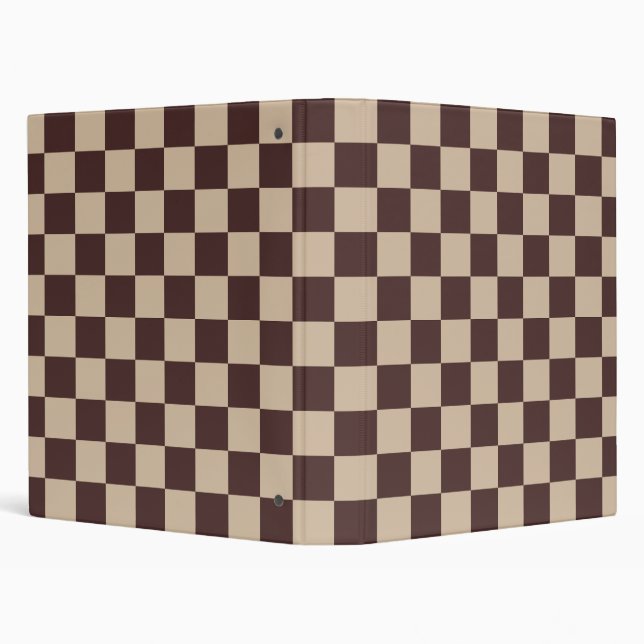 Coffee Brown Checkerboard 3 Ring Binder (Background)