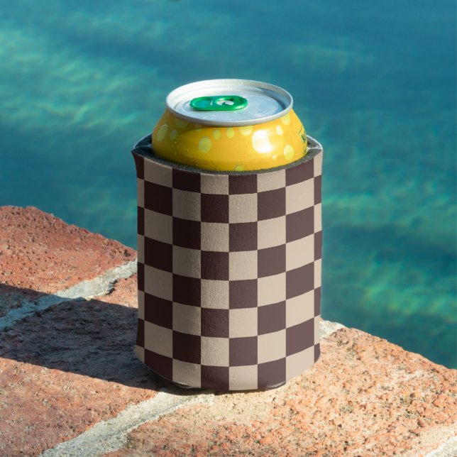 Coffee Brown Checkerboard Can Cooler (In Situ Pool)