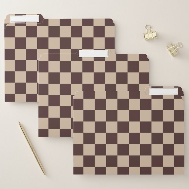Coffee Brown Checkerboard File Folder (Set)