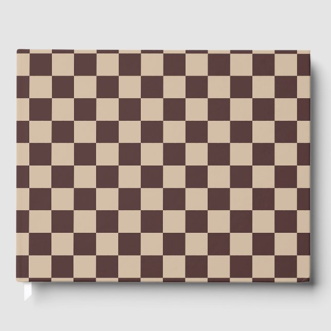 Coffee Brown Checkerboard Guest Book (Front)