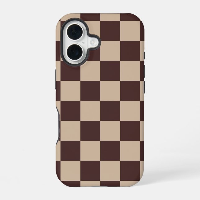 Coffee Brown Checkerboard Iphone Case (Back)
