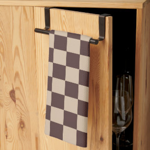 Coffee Brown Checkerboard Kitchen Towel