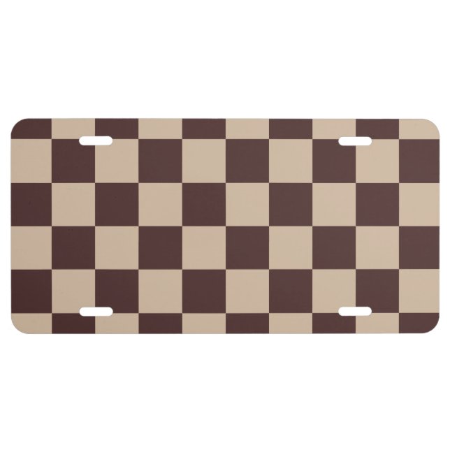 Coffee Brown Checkerboard License Plate (Front)