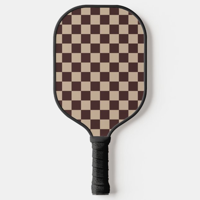 Coffee Brown Checkerboard Pickleball Paddle (Front)