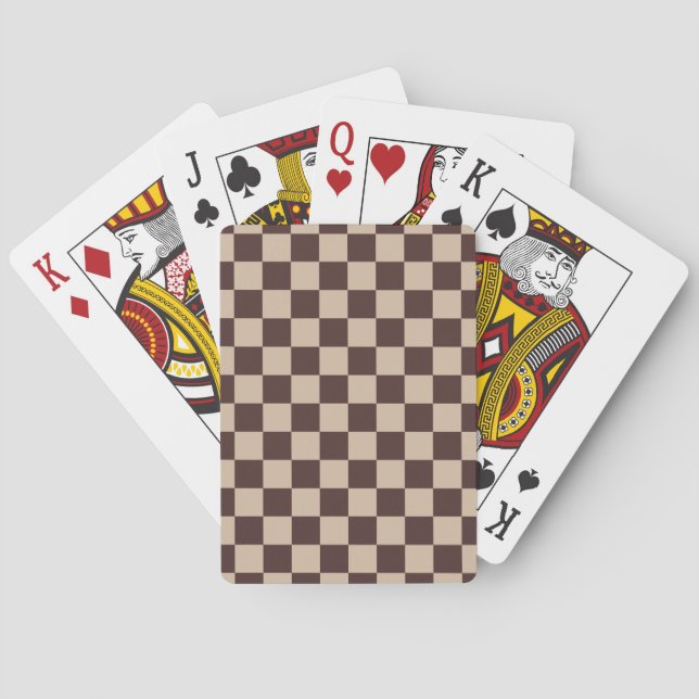 Coffee Brown Checkerboard Poker Cards (Back)