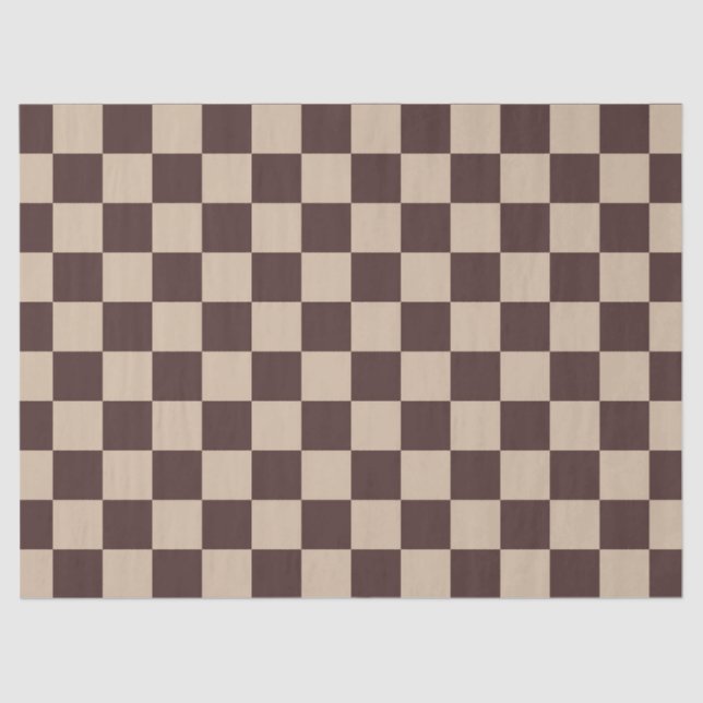 Coffee Brown Checkerboard Tissue Paper (Front)