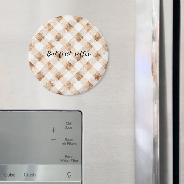 Coffee Brown Cream Stripes Magnet (In Situ (Fridge))