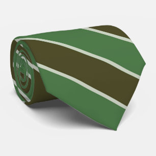 Coffee Brown, Crocodile Green And Sage Stripes Neck Tie
