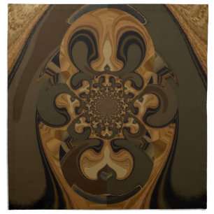 Coffee Brown Fluid Kaleidoscope Art Print Cloth Napkin
