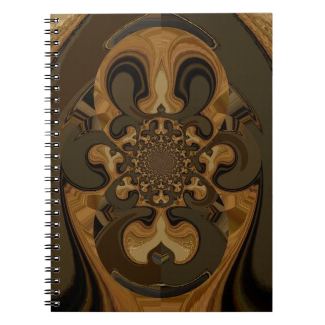 Coffee Brown Fluid Kaleidoscope Art Print Notebook (Front)