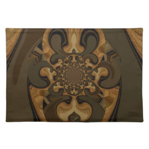Coffee Brown Fluid Kaleidoscope Art Print Placemat