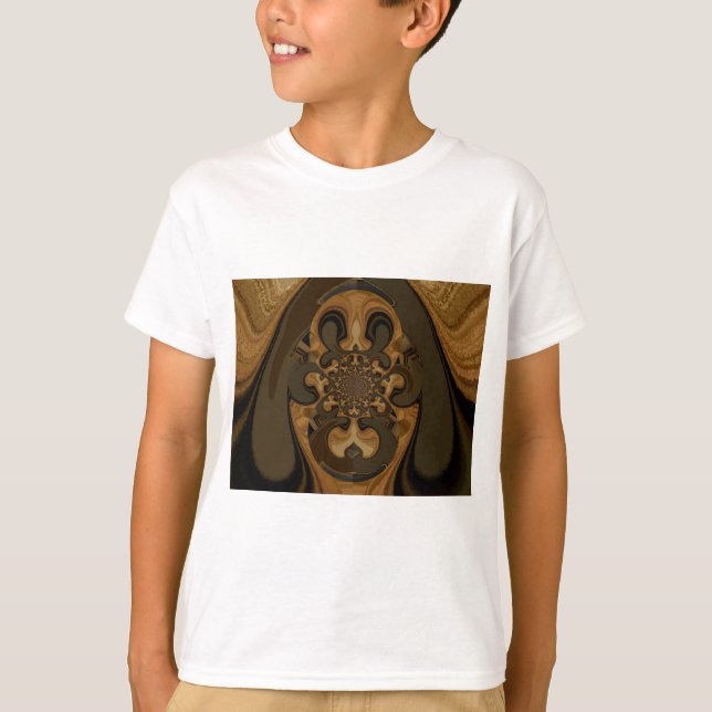 Coffee Brown Fluid Kaleidoscope Art Print T-Shirt (Front)