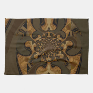 Coffee Brown Fluid Kaleidoscope Art Print Towel