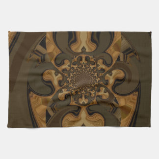 Coffee Brown Fluid Kaleidoscope Art Print Towel