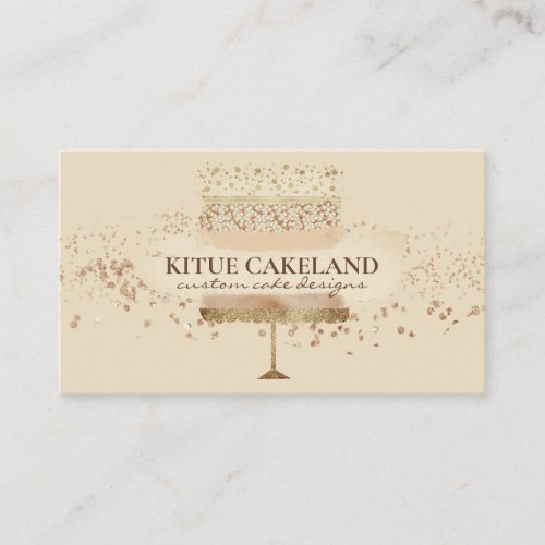 Coffee Brown Girly Home Bakery Cake Business Card