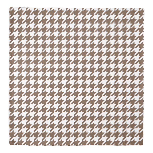 Coffee Brown Houndstooth Pattern Duvet Cover (Front)