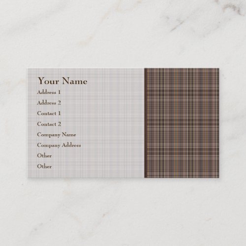 Coffee Brown Plaid Pattern Business Cards