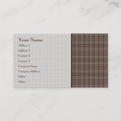 Customizable Coffee Brown Plaid Pattern Business Cards