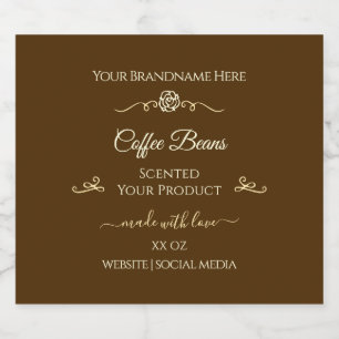 Coffee Brown Product Label Gold Frame Vintage Rose